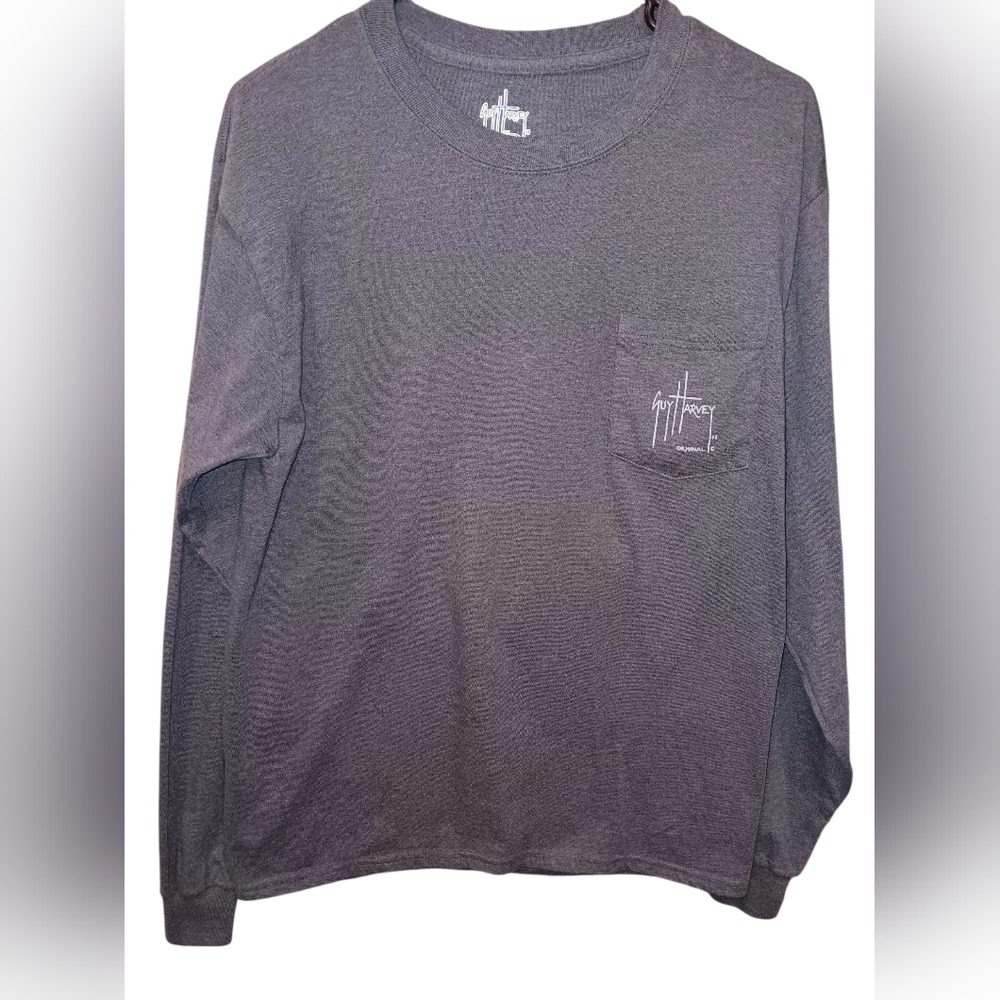 Guy Harvey Dark Gray Long Sleeve with Vibrant Graphic - Picture 2 of 3